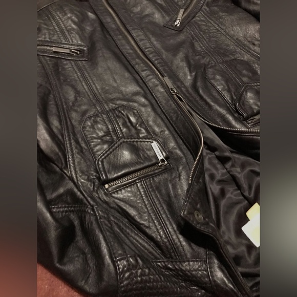Michael Kors- Genuine Black Leather Jacket - Picture 11 of 16